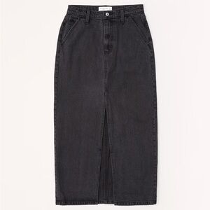 Black denim maxi skirt